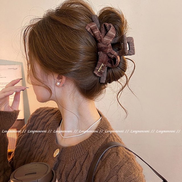 Maillard Bow Clip Women's High-end Large Shark Clip 2025 New Style Hair Clip Back of Head Headgear