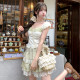 Sen Girls Tribe Original Retro Printed Lace Spliced ​​Cake Skirt Women's High Waist Skirt 2025 Summer