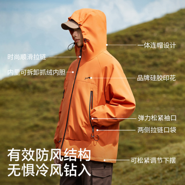 Guirenniao three-in-one charge top men's work jacket men's 2025 spring and autumn men's jacket windbreaker