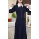 2025 spring new fashionable long-sleeved dress with women's temperament slim design and lapel fake two-piece casual skirt