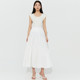 VIVICATHY2025 Summer Gentle Sweet A-line White Slim Elastic Waist Spliced ​​Skirt