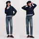 Senro Cotton Shopping Mall same style Senma sweatshirt for women fake two-piece stripes 2025 new spring suit 101125116005
