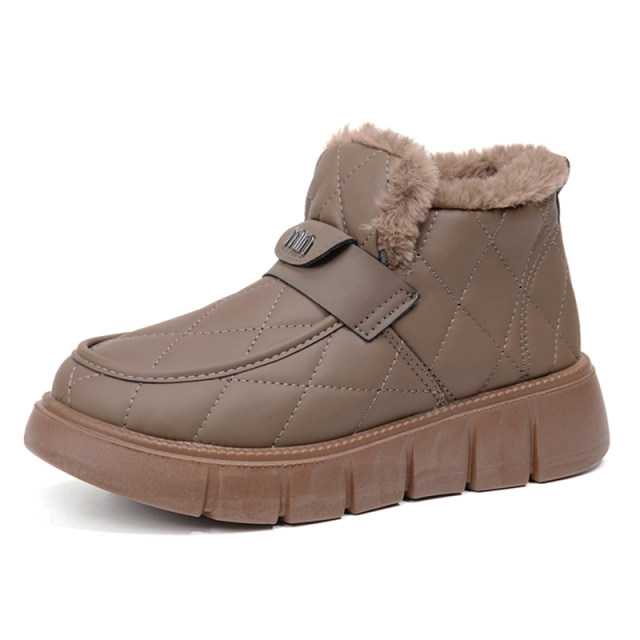 2024 new old Beijing cotton shoes for women in winter, plus velvet to keep warm and non-slip, one-legged snow boots, waterproof and thickened cotton boots