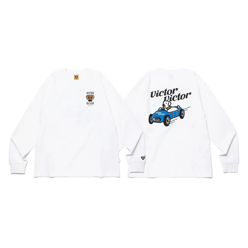 HUMAN MADE VICTOR VICTOR L/S 联名狗头汽车印花纯棉男女长袖T恤-Taobao