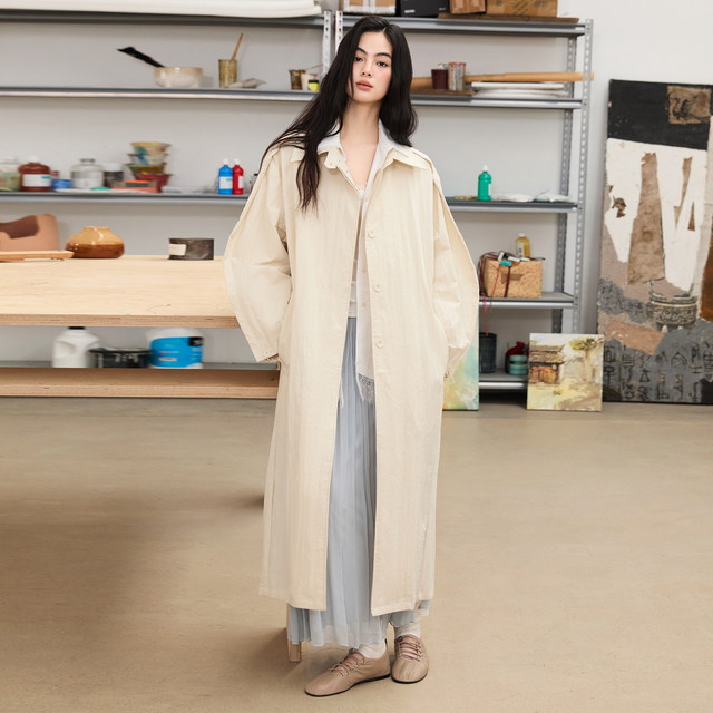 wana try versatile long skirt 2025 early spring new Korean light blue super fairy pleated skirt
