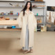 wana try versatile long skirt 2025 early spring new Korean light blue super fairy pleated skirt