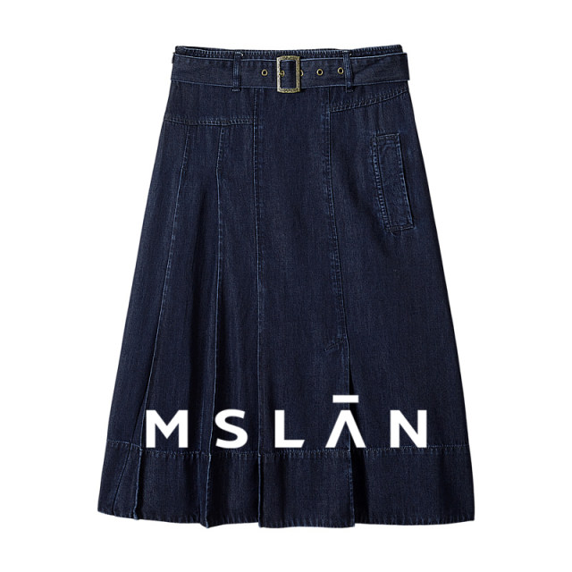 MSLAN Spring Commuter Workplace Skirt Skin-friendly Semi-Elastic Mid Skirt MFCE8209