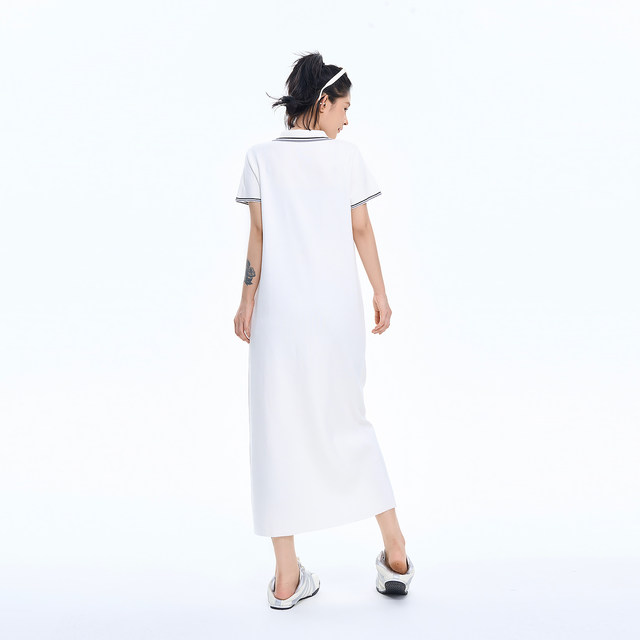Wu Tongtong embroidered polo collar short-sleeved knitted dress for women in summer new Korean casual loose slim skirt