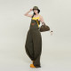 Wu Tongtong embroidered wide-leg straight-leg denim overalls for women in summer Korean design, loose and slim versatile trousers