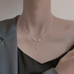 Panicle Ping An Necklace Autumn and Winter Girls Small S999 Pure Silver Clavicle Chain Valentine's Day Gift to Girlfriend