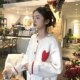 Lane large lapel sweater female autumn 2021 new French retro cardigan lazy wind doll collar sweater
