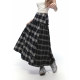 KBLC25 spring and summer retro spliced ​​plaid lotus leaf mid-length skirt fairy looking tall and slim half-body long skirt for women