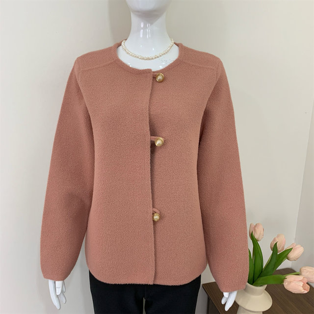 Happy mother-in-law and mother-in-law's autumn woolen short coat for middle-aged and elderly people's birth year wedding festive red woolen top