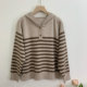Mom's autumn casual sportswear suit 2025 new middle-aged and elderly women's spring and autumn striped sweatshirt knitted two-piece set