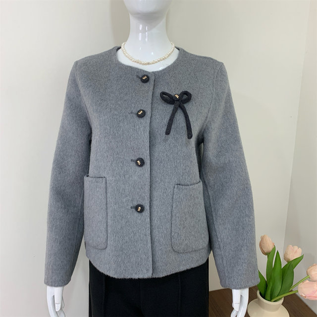 Red double-sided cashmere coat for women 2025 autumn and winter new style mother-in-law wedding dress mother's woolen short coat