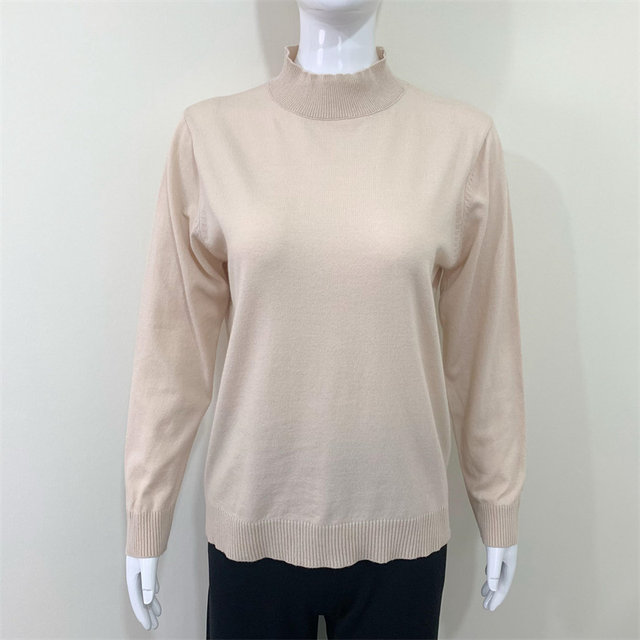Mom's Spring and Autumn Knitted Sweater New Half-Tree Neck Solid Color Sweater Middle-aged and Elderly Women's Wear Temperament Versatile Base Shirt