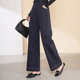 Middle-aged mothers wear spring and autumn new wide-leg pants for women with high waist slim straight-leg pants loose and tight waist casual jeans