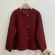Happy mother-in-law and mother-in-law's autumn woolen short coat for middle-aged and elderly people's birth year wedding festive red woolen top