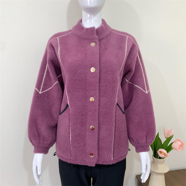 Middle -aged and elderly mother autumn clothes temperament short imitation mink jacket Middle -aged women's autumn and winter new hair thick top
