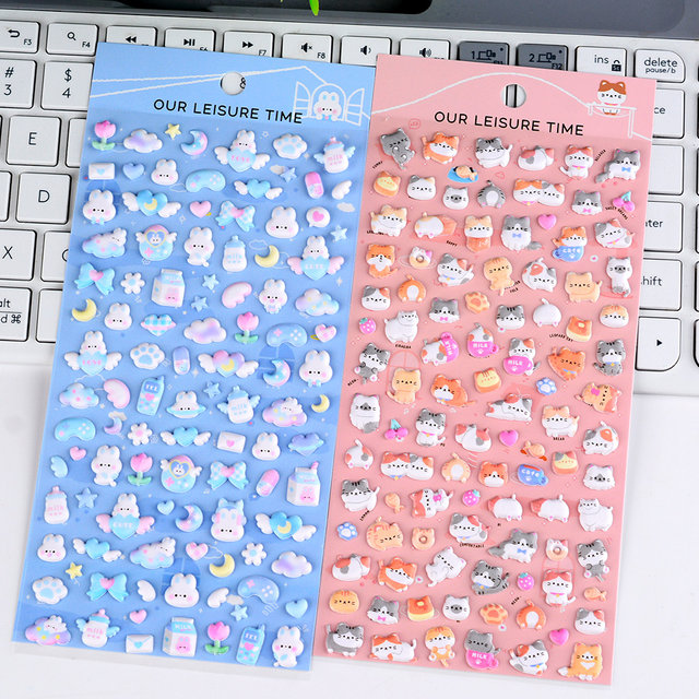 Japanese cute little animal food 3d three-dimensional bubble stickers for children girls mobile phone case decoration small nose stickers