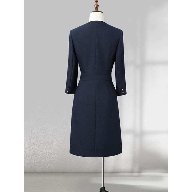 Professional dress high-end women's clothing, three-quarter sleeves, collarless fashion temperament, OL commuting work clothes for women in spring and autumn new style

