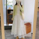 Korean white lace spliced ​​multi-layer ruffled skirt with large sway skirt
