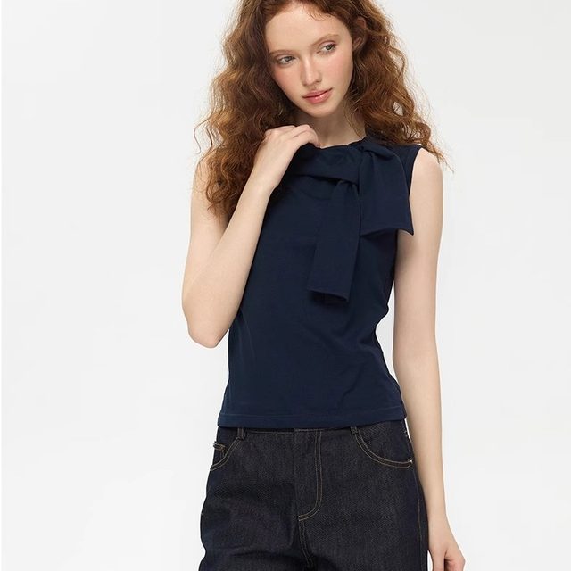 SUREENOUGH bow strap sleeveless slim niche vest vest summer women