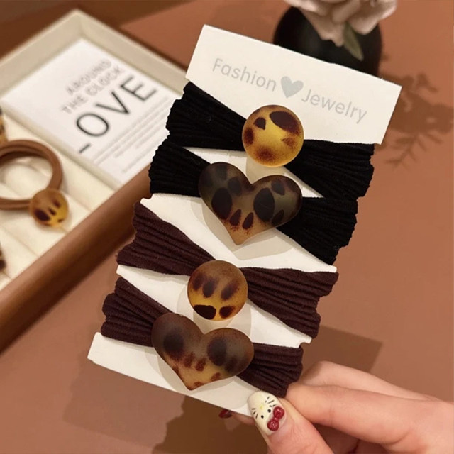 Leopard print hair tie headband 2025 new style high-end high-end hair tie rubber band high elasticity and durable hair rope headwear for women