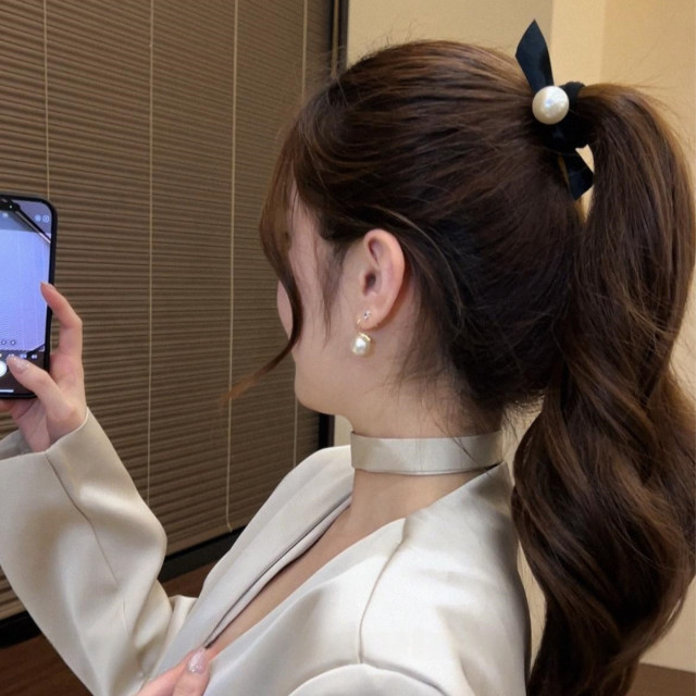 Xiao Xiangfeng Dongdaemun Bead Hair Band High Elasticity and Durable Headband Korean High-end Feeling Ball Hair Tie Hair Rope for Women