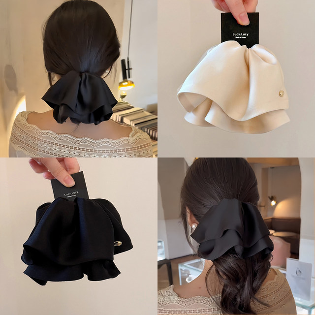 French temperament satin skirt ponytail grabber women's 2025 new high-end hairpin back head clip headwear