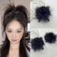 Fluffy high ponytail black feather clip 2025 new high-end back of the head hair clip hair clip headwear for women