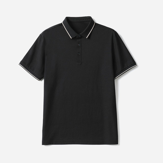 Breathable and comfortable silk cotton ball ground mesh classic POLO neck short-sleeved T-shirt for men MZT08005
