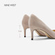 Nine West/Jiuxi 2025 summer new high heels for women pointed toe suede slim heels commuting shoes for women