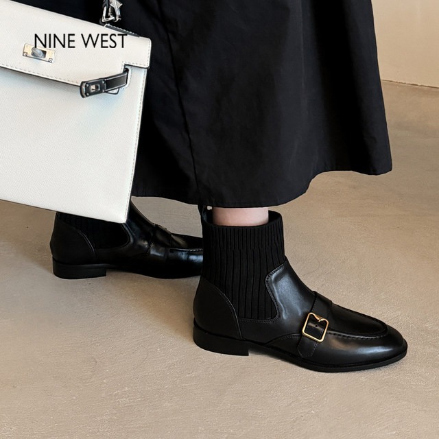 Nine West/Nine West Outlet specializes in knitted splicing leather shoes, retro short boots, women's French slim boots, Martin boots