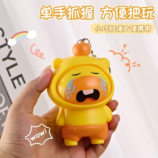 Press and rotate face change capybar toy pendant unzipped face change cartoon little capybar doll toy keychain