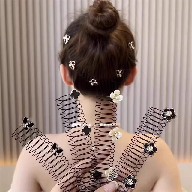 Hair cutting artifact 2025 new butterfly camellia slap hair clip for women's back of head fixed combing hair card