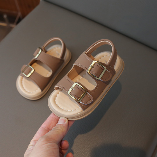 Girls open-toed sandals 2025 summer new style boys simple shoes children's soft sole sports beach shoes toddlers