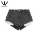 BOYBYBOY summer fashion brand women's denim shorts versatile full print pattern punk casual and comfortable W53000