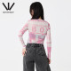 BOY BY BOY trendy brand women's spring and summer mesh long sleeve European and American style printed slim sexy top T-shirt