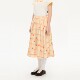 Heris orange flower plaid printed pattern A-shaped large swing press pleated medium-length cover calf college pleated skirt