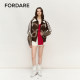 
FORDARE/FuDie 25 Spring and Summer Butterfly LOGO Leopard Print Splicing Sports Washed Jacket Contrast Color Women's Sports Jacket