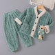 Boys' Coral Fleece Pajamas Autumn and Winter Boys Girls Baby Thickened Winter Suits Children's Flannel Home Clothes