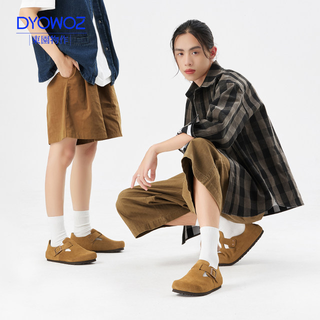 DYOWOZ/Dongyuan Monozaku real cork Birkenstock shoes, all-inclusive fashion casual men's and women's flat Japanese couple shoes