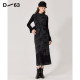 D63 women's winter black retro print new Chinese style high waist mid-length straight skirt 2024 new