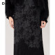 D63 women's winter black retro print new Chinese style high waist mid-length straight skirt 2024 new