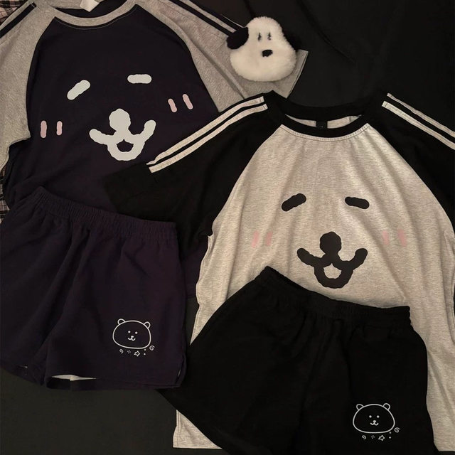 Soft girl cat black five-point all-match shorts in summer Japanese cute sweet casual loose student wide-leg pants