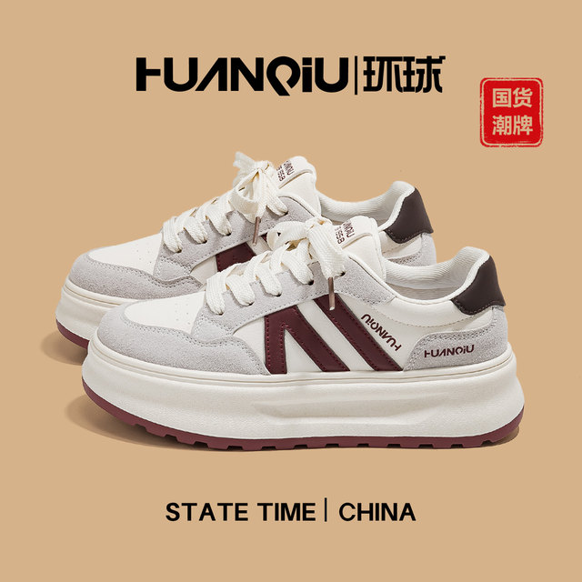 Global thick sole white shoes for women 2025 new summer student casual height-enhancing shoes niche versatile sports shoes