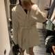 Woolen cloak short hooded coat coat French autumn and winter short high-end rice loose women's white woolen single side
