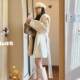 Woolen cloak short hooded coat coat French autumn and winter short high-end rice loose women's white woolen single side

