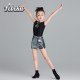 Feibeika 2025 summer new children's Latin dance costumes practice clothes dance clothes performance clothes short-sleeved hip-pack skirt